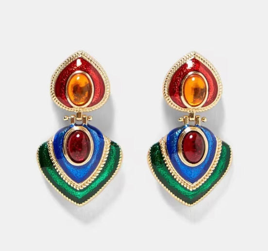 Large Enamel Rainbow Earrings