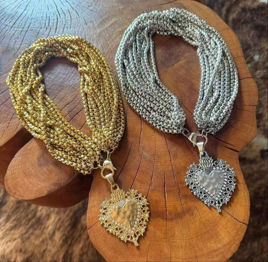 Heart & Multiple Chain Necklace