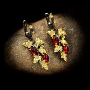Black and Gold Flower Earrings