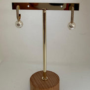 Diamond Hoop with Pearl