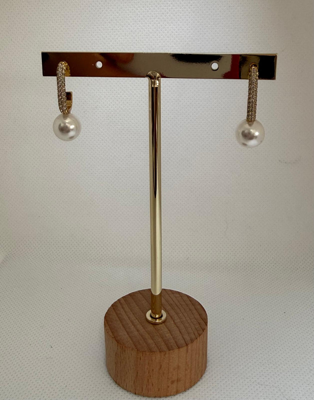 Diamond Hoop with Pearl