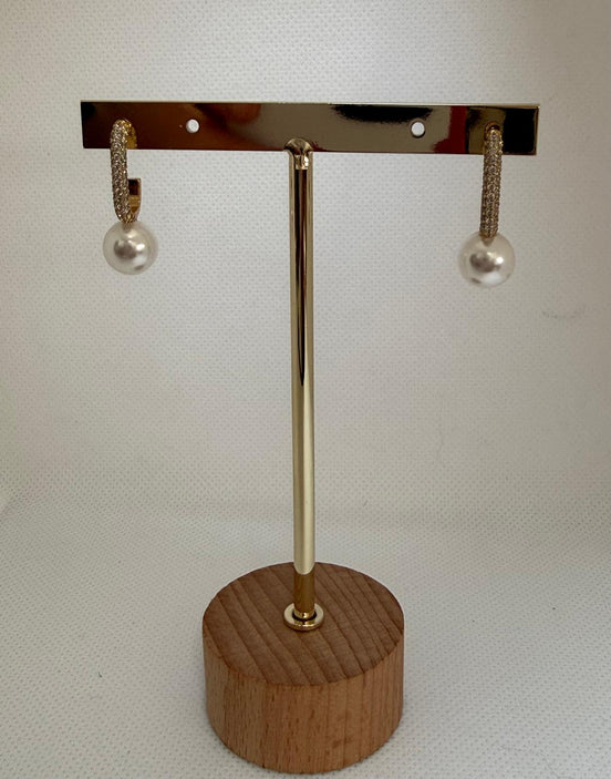 Diamond Hoop with Pearl