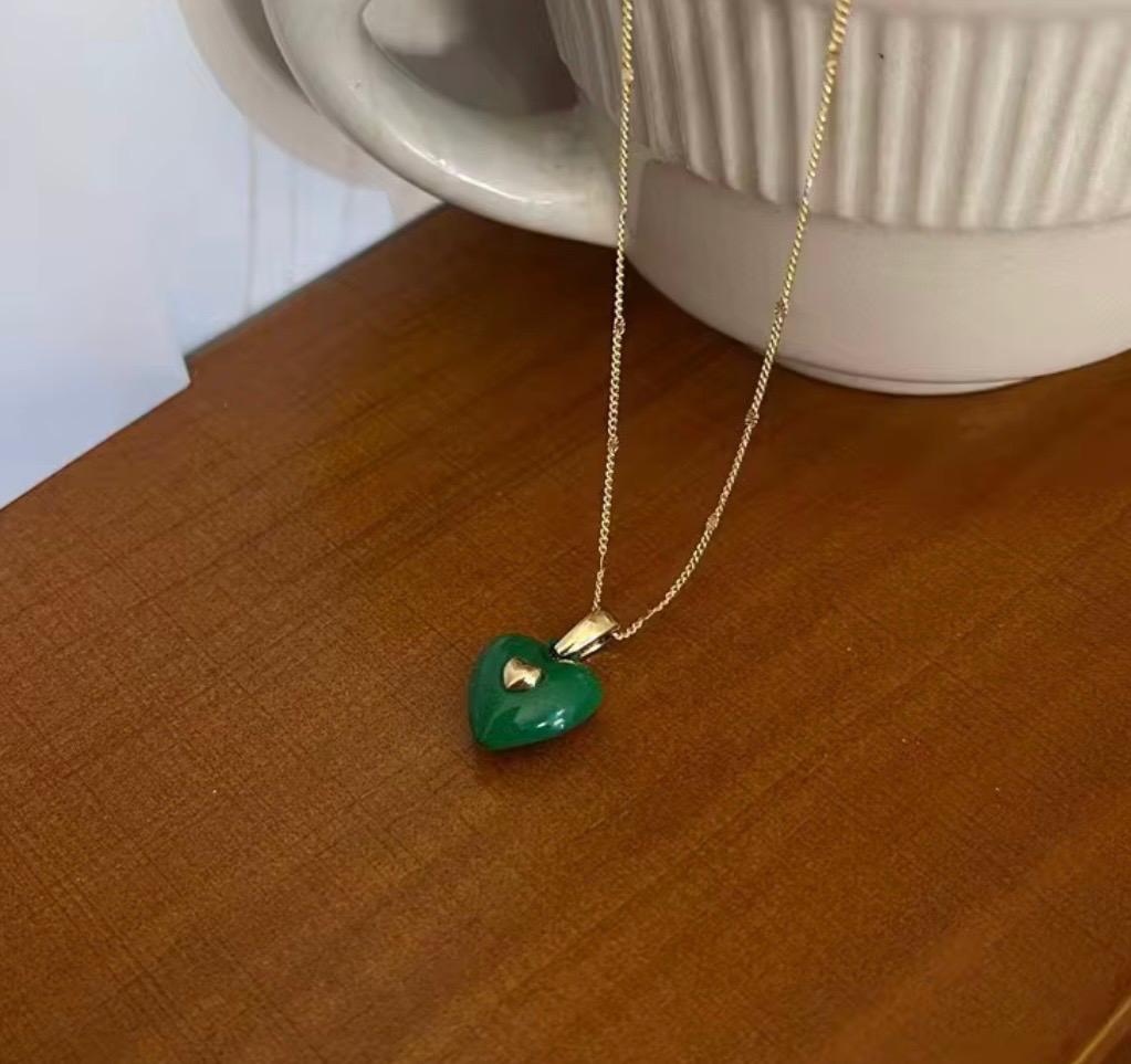 Enamel Heart Pendant Chain