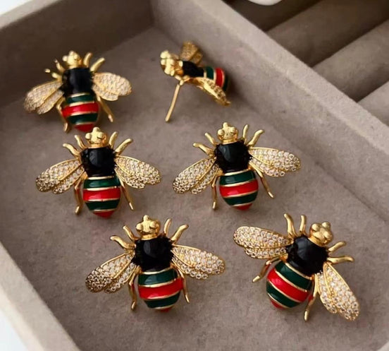 Colorful Enamel Bee Earrings