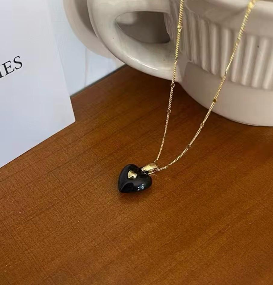 Enamel Heart Pendant Chain