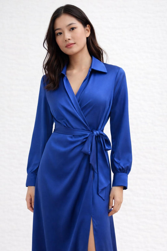 Satin Wrap Dress