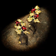 Black and Gold Flower Earrings