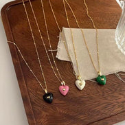 Enamel Heart Pendant Chain