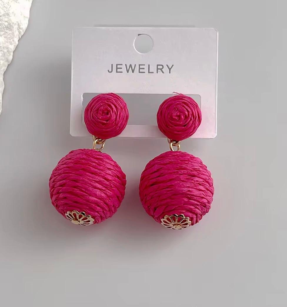 Ball Rafia Earrings