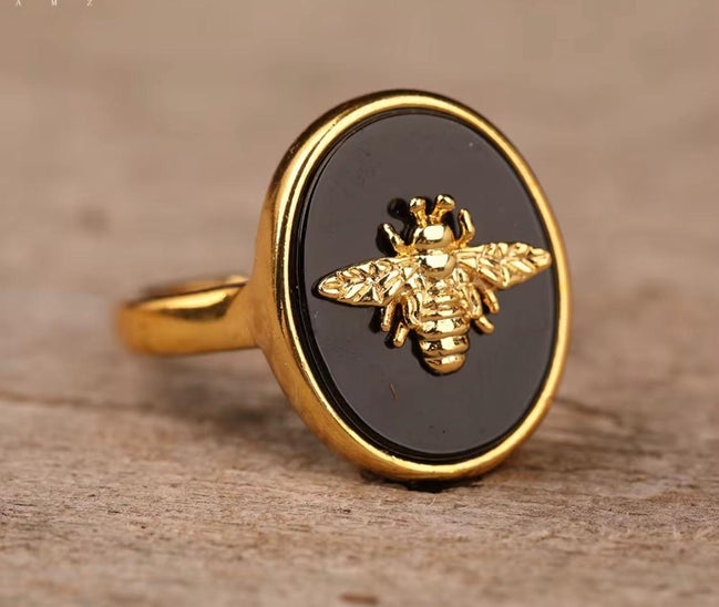 Natural Stone Bee Ring