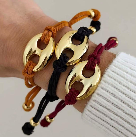 Rope String bracelet with Gold Nose