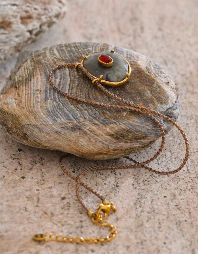 Grey Natural Stone Necklace