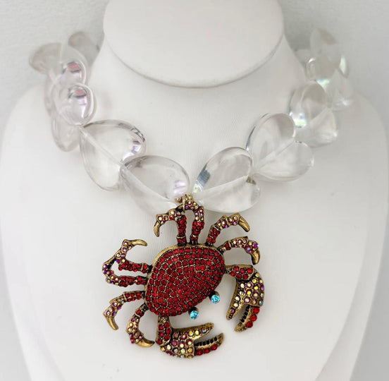 Crab and Heart Necklace