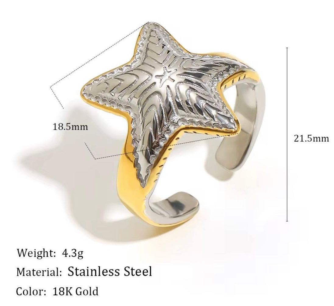 Gold and Silver Starfish Ring