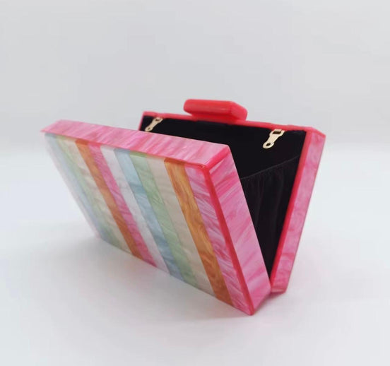 Striped Acrylic Clutch