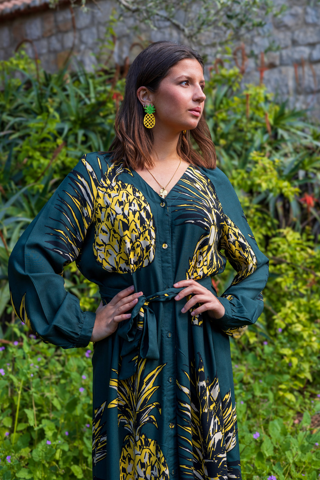 Pineapple Belted Dress