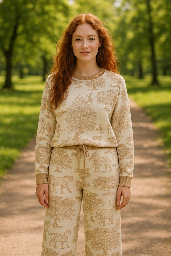 Fluid Jungle Print Knit Trousers