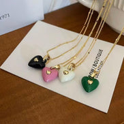 Enamel Heart Pendant Chain