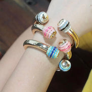 Gold and Enamel Ball Bangle