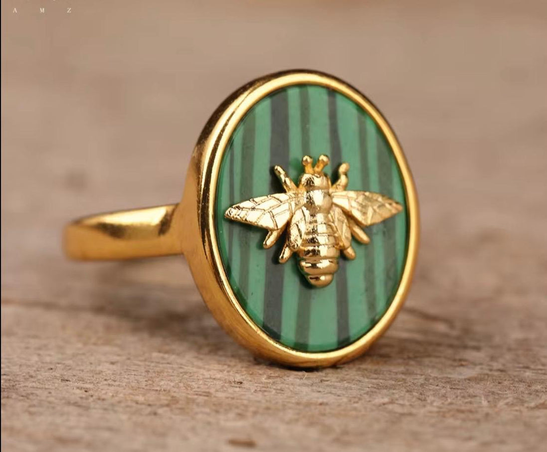 Natural Stone Bee Ring