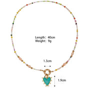Enamel Heart & Natural Stones Necklace