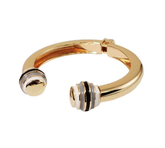 Gold and Enamel Ball Bangle