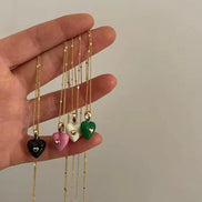 Enamel Heart Pendant Chain