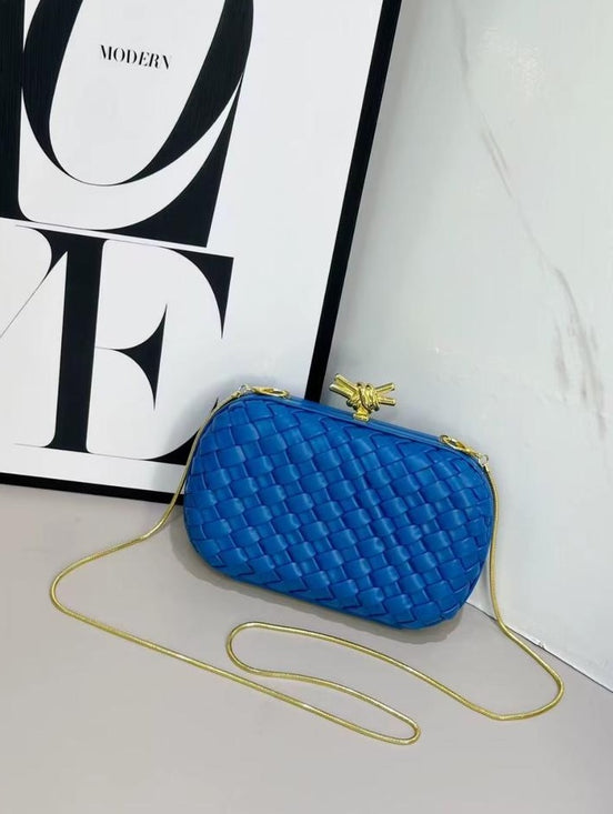 Woven Leather Hard Clutch
