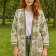 Jungle Print Long Knitted Cardigan