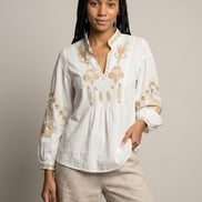 Bohemian and Bordered Cotton Blouse
