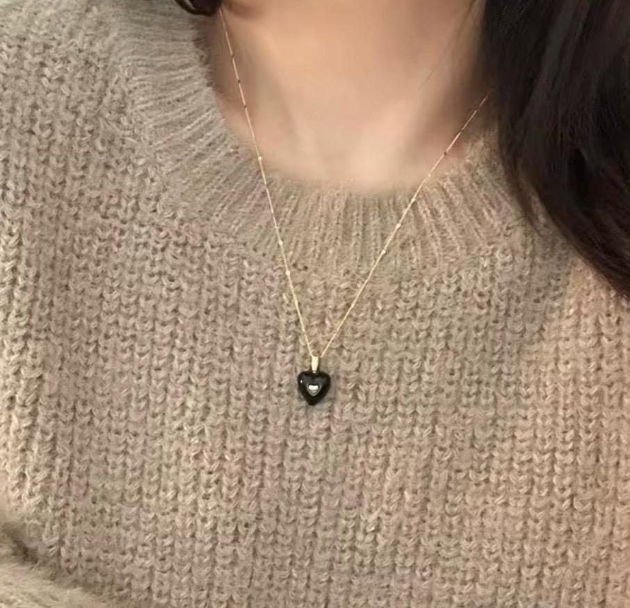 Enamel Heart Pendant Chain