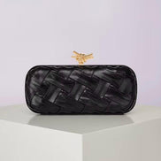 Woven Leather Rectangular Clutch