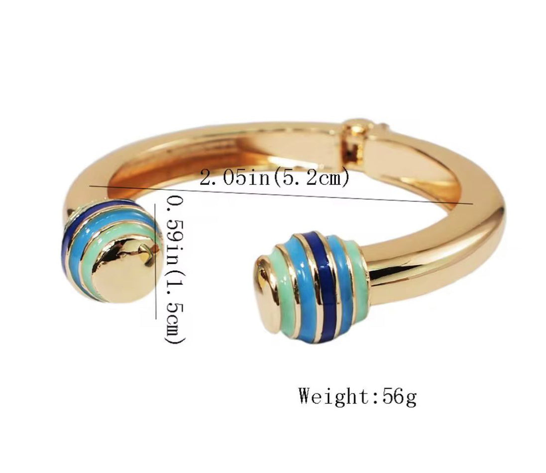 Gold and Enamel Ball Bangle