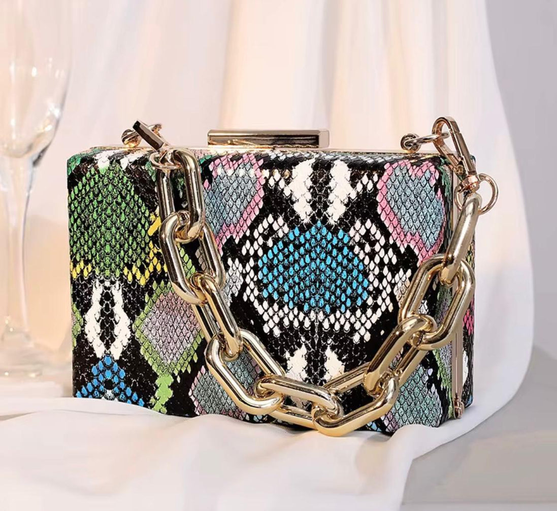 Snake Pattern Handbag & Clutch