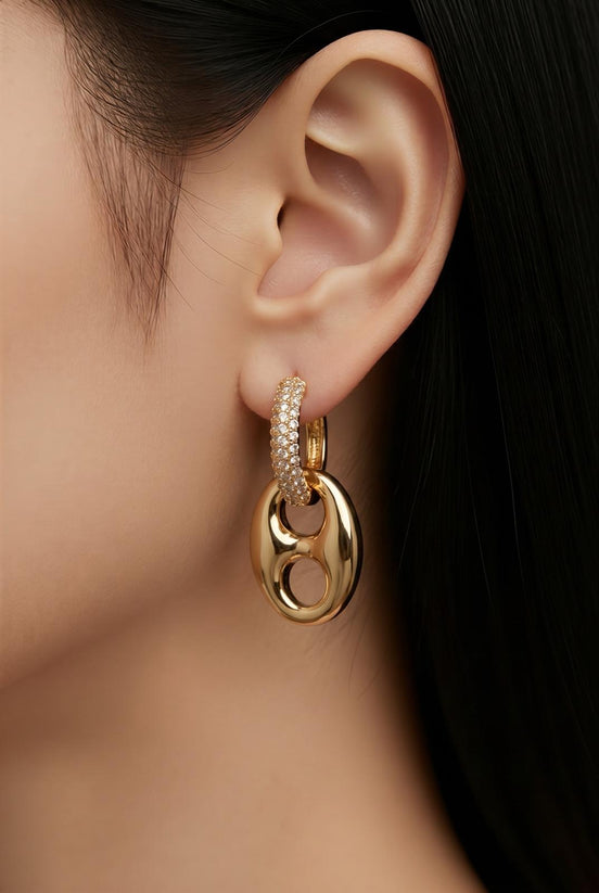Gold Diamond Hoop with Gold Nose