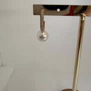 Diamond Hoop with Pearl