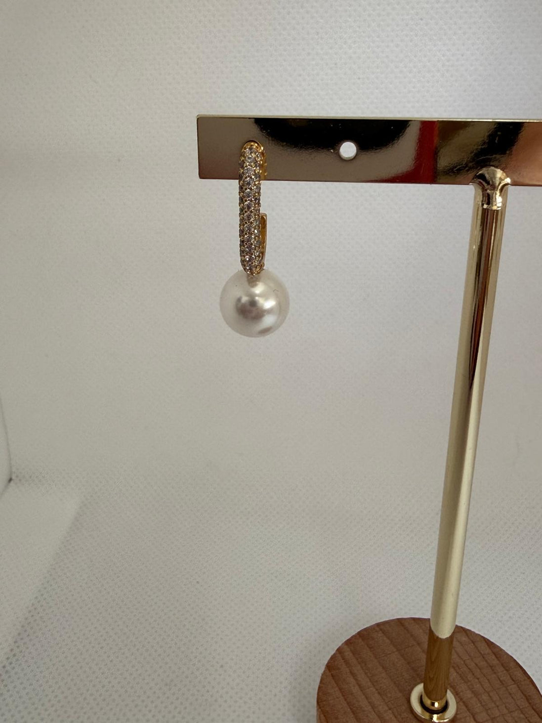 Diamond Hoop with Pearl